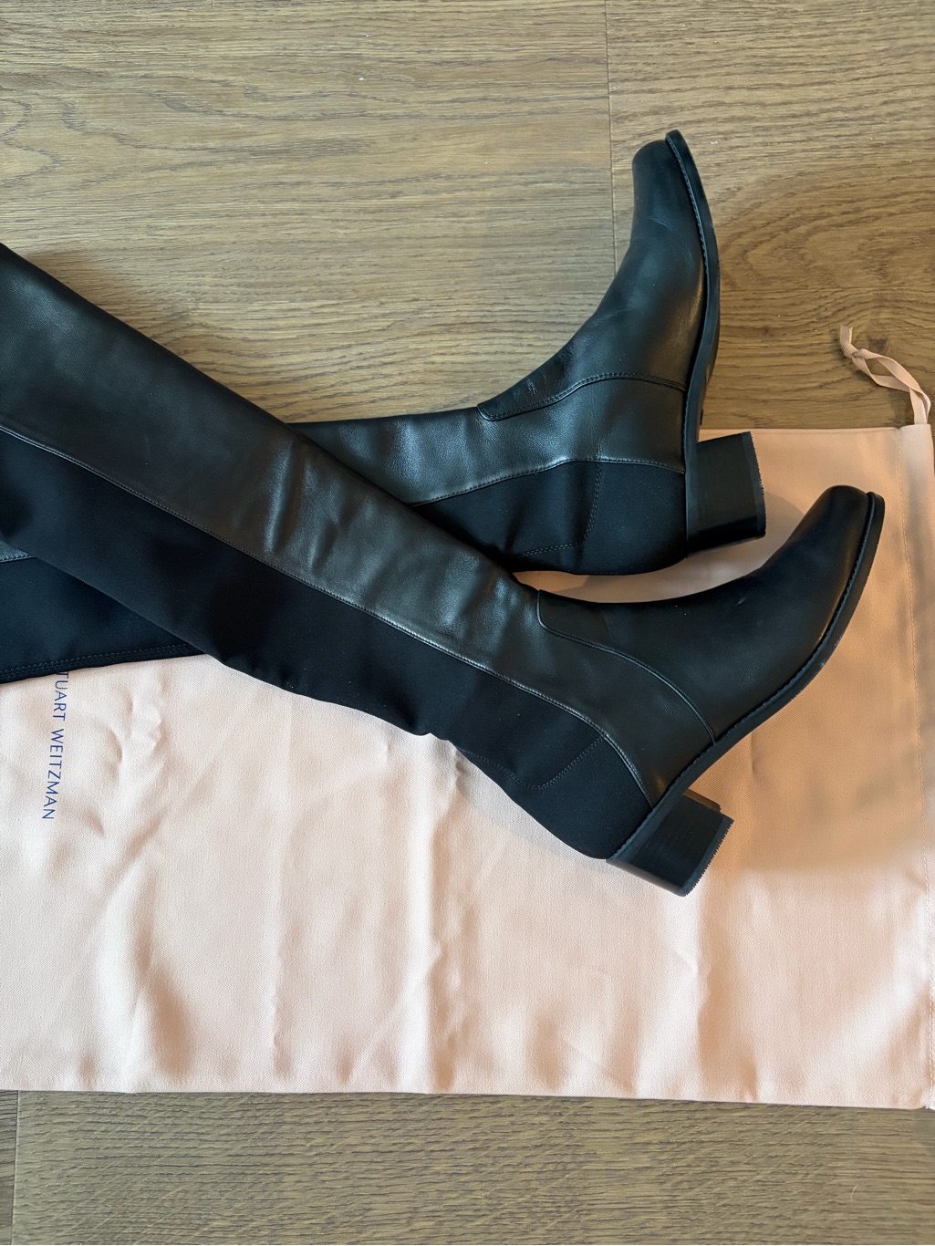 Stuart Weitzman 5050 Bold Black Over-The-Knee Leather Boots